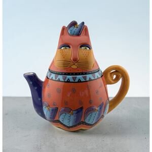 Laurel Burch by Ganz Ceramic Cat Tea pot 8 Inch Vintage 1990s- Whimsical!